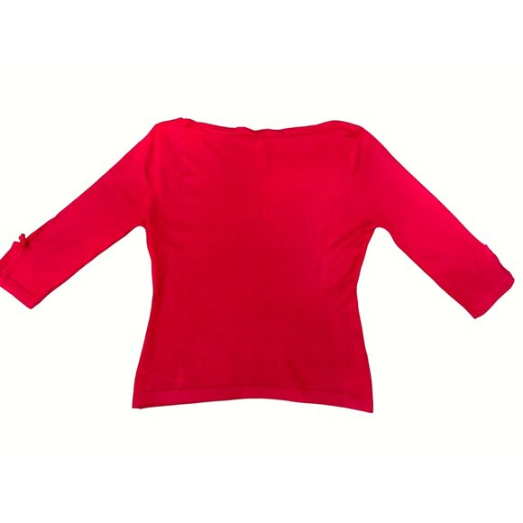 CCC Red Boat Neck Three Quarter Sleeve Top Soft Viscose Nylon Blend Size Small - Picture 7 of 10